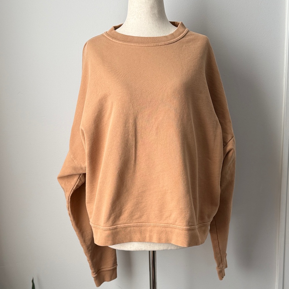 TKEES Tan Crewneck Sweatshirt Small Women’s Cotton blend Oversized Sweater